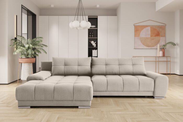 Ecksofa mit schlaffunktion und bettkasten, Eckcouch WAVE stoff SORO vielen Farben