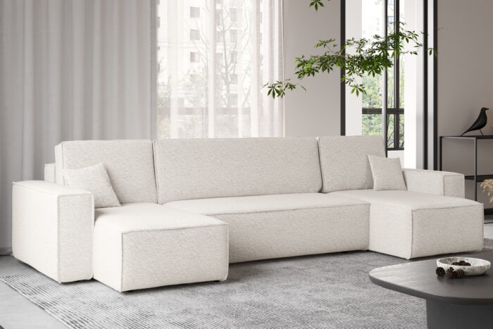 Ecksofa mit schlaffunktion und bettkasten, Sofa U-form, Couch U-form BEST stoff Abriamo