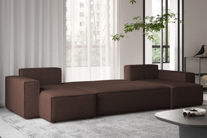 Ecksofa mit schlaffunktion und bettkasten, Sofa U-form, Couch U-form BEST stoff Abriamo