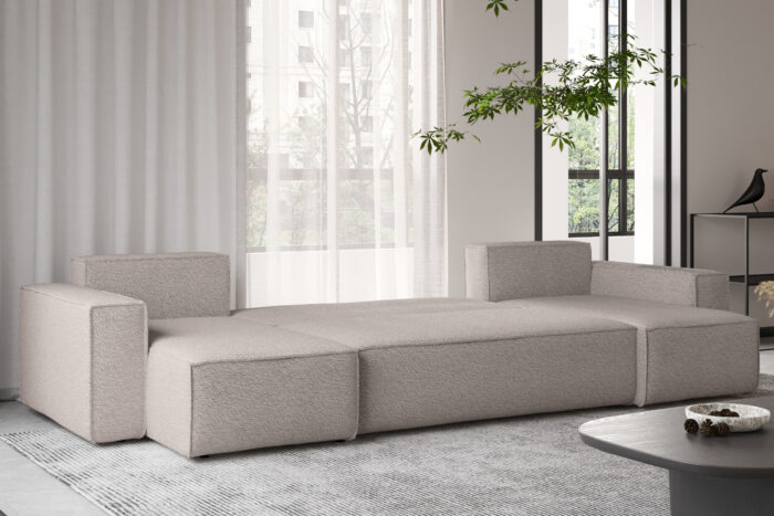 Ecksofa mit schlaffunktion und bettkasten, Sofa U-form, Couch U-form BEST stoff Abriamo