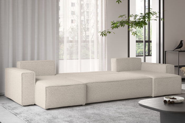 Ecksofa mit schlaffunktion und bettkasten, Sofa U-form, Couch U-form BEST stoff Abriamo