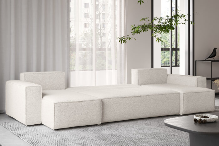 Ecksofa mit schlaffunktion und bettkasten, Sofa U-form, Couch U-form BEST stoff Abriamo
