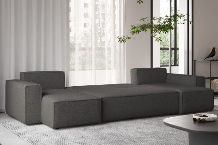 Ecksofa mit schlaffunktion und bettkasten, Sofa U-form, Couch U-form BEST stoff Abriamo