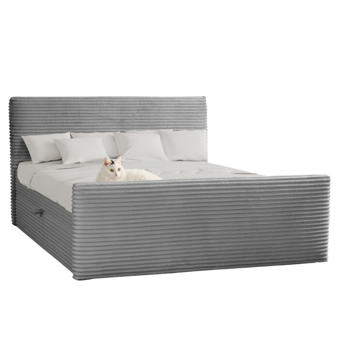 Boxspringbett mit bettkasten und topper TRENTO stoff Plüsch Cord