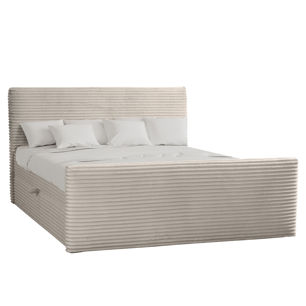Boxspringbett mit bettkasten und topper TRENTO stoff Plüsch Cord – Bild 2