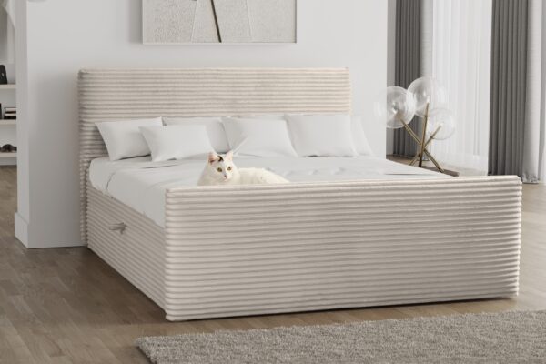 Boxspringbett mit bettkasten und topper TRENTO stoff  Plüsch Cord