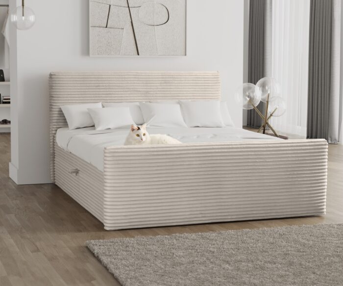 Boxspringbett mit bettkasten und topper TRENTO stoff Plüsch Cord