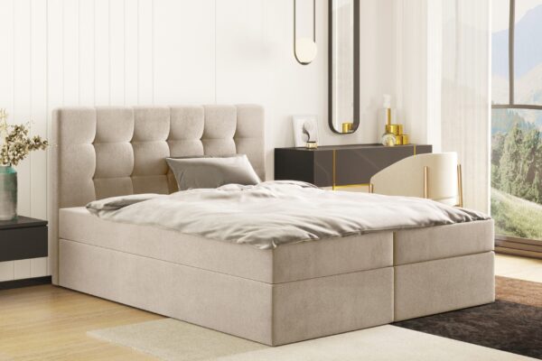Boxspringbett mit matratze und bettkasten, Schlafbett LUDANO stoff Cosmic