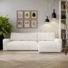 Ecksofa mit schlaffunktion und bettkasten, Couch L form, Schlaffunktion ARAGON Dicker Cord Ecru