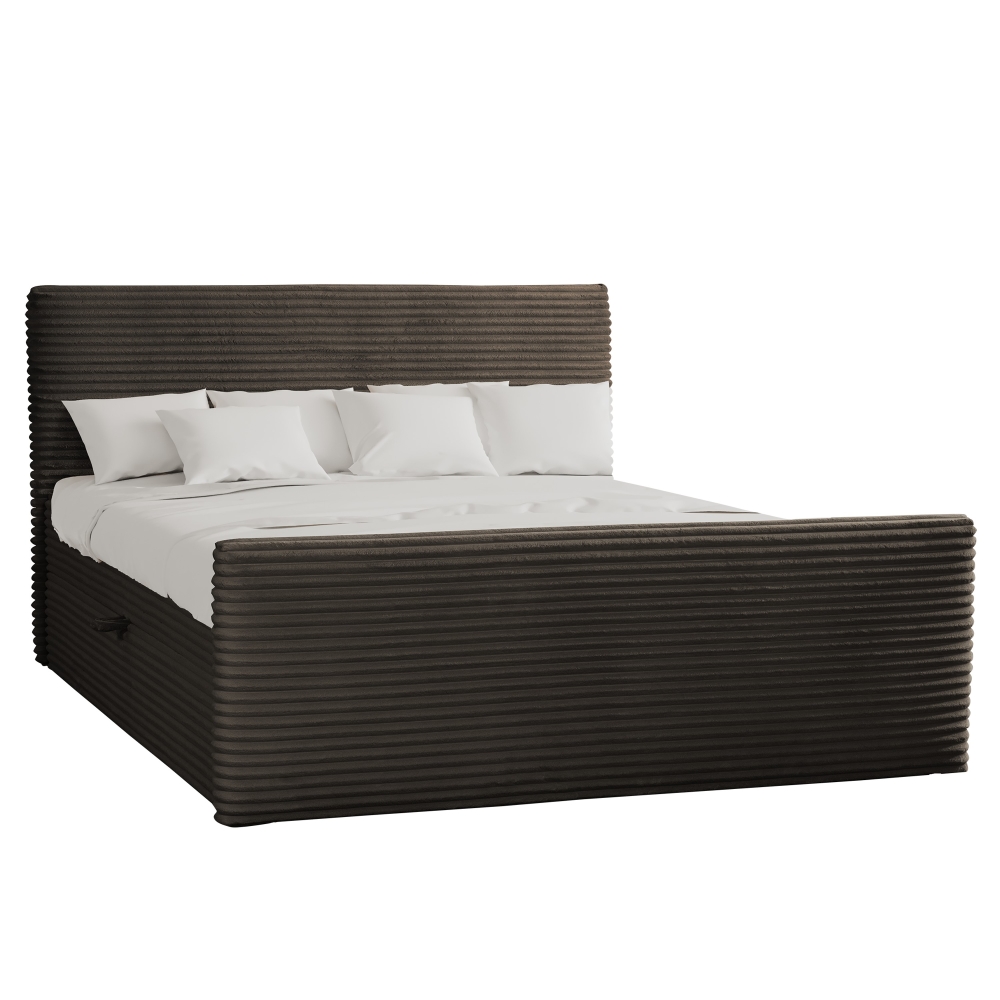 Boxspringbett mit bettkasten und topper TRENTO stoff Plüsch Cord – Bild 11
