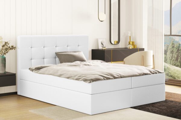 Boxspringbett mit matratze und bettkasten, Schlafbett LUDANO stoff Cayenne