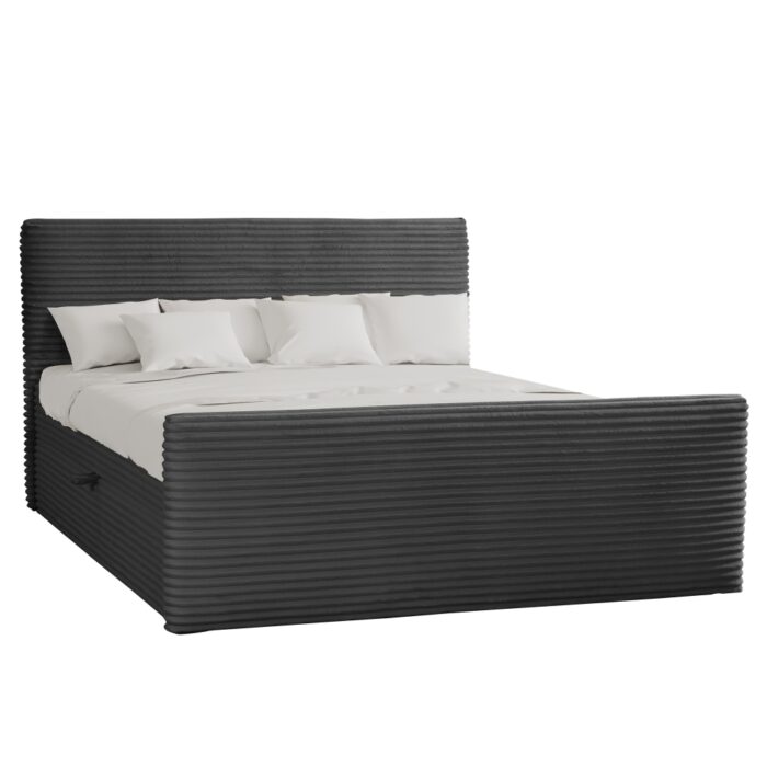 Boxspringbett mit bettkasten und topper TRENTO stoff Plüsch Cord