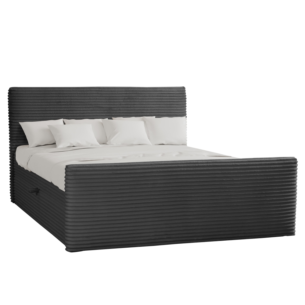 Boxspringbett mit bettkasten und topper TRENTO stoff Plüsch Cord – Bild 12