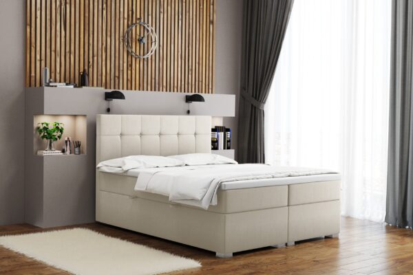 Boxspringbett mit matratze und bettkasten, Schlafbett LINDT stoff Velvet