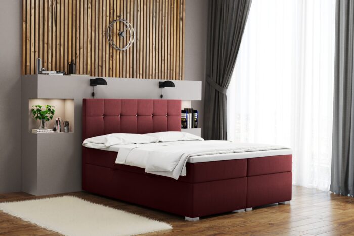 Boxspringbett mit matratze und bettkasten, Schlafbett LINDT stoff Velvet