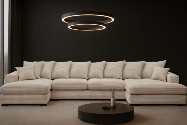 Ecksofa mit schlaffunktion und bettkasten, Sofa U-form, Couch U-form Gabon stoff Zoom