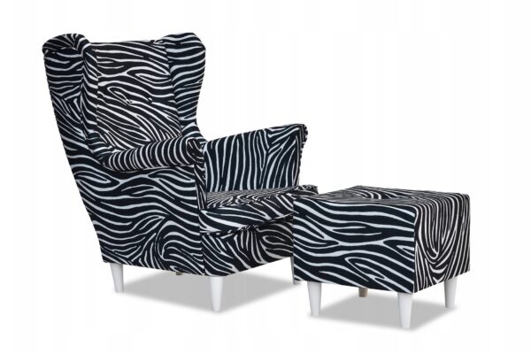 56a79f05467e118806f9f1ce51db74e6-1.jpg Ohrensessel Sessel mit Quaste in schwarz-weiß gestreift ZEBRA