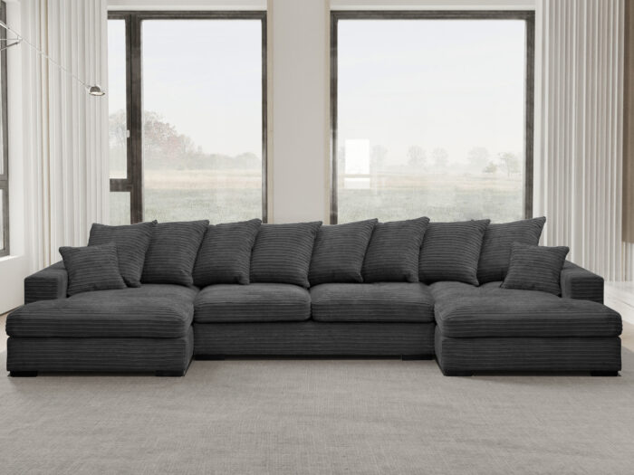 Ecksofa mit schlaffunktion und bettkasten, Sofa U-form, Couch U-form Gabon stoff Zoom