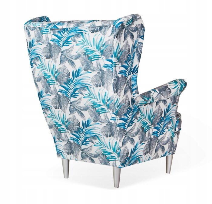 Ohrensessel Sessel grau-blaue Blätter GIFT FOR SOMEONE