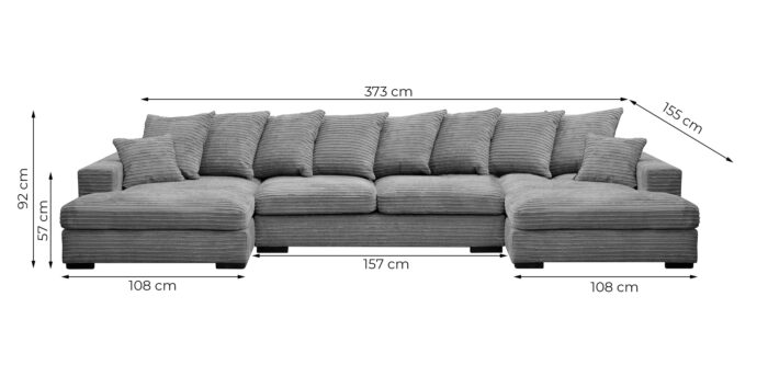 Ecksofa mit schlaffunktion und bettkasten, Sofa U-form, Couch U-form Gabon stoff Zoom