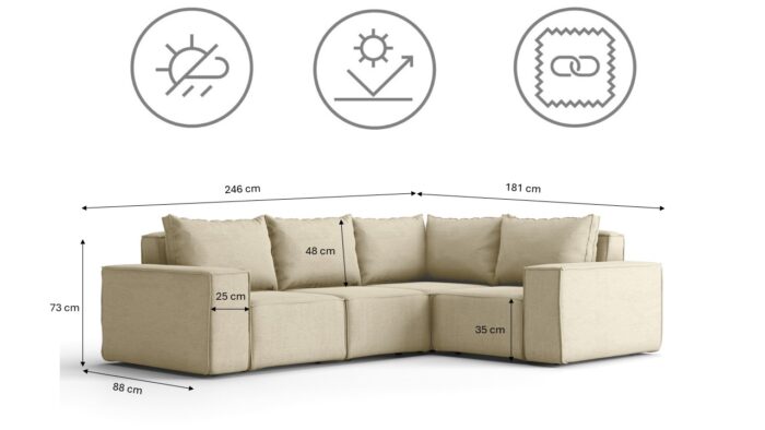 Gartenmöbel Ecksofa für den Garten SONNE, die Terrasse, den Hof, gemütliche groß, Gartenmöbel eckcouch