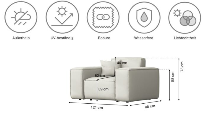 Gartenmöbel-Set 2 1 1 für Garten, Terrasse, Gartenmöbel, MALIBU Lounge-Set, gemütlich und komfortabel