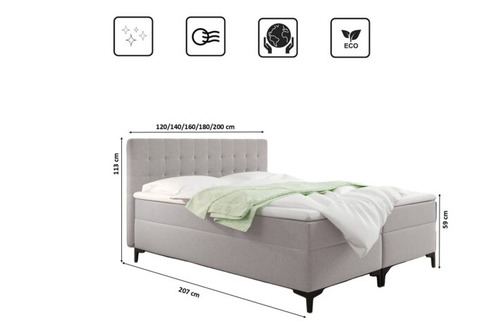 Boxspringbett mit bettkasten und matratze Denver stoff Muna