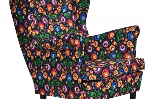 4ab40895a3b130d9a10a3e318f96d1fd.jpg Kaiser Möbel Ohrensessel Sessel Łowicki Motiv bunte Blumen KWIATKI