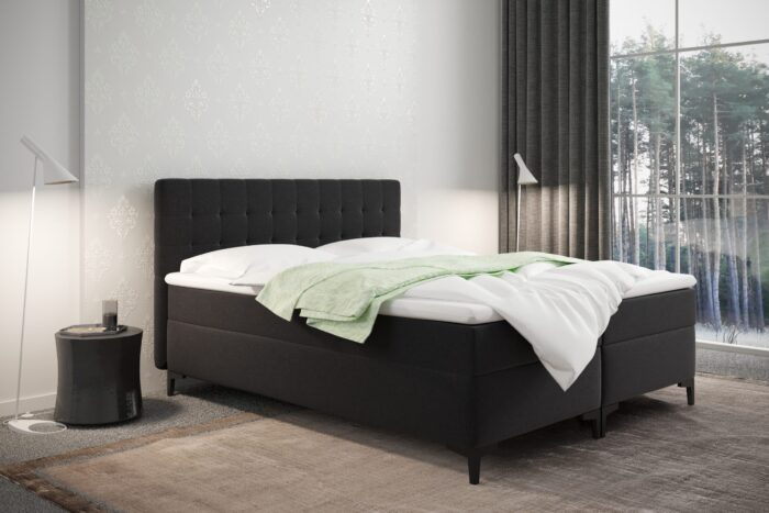 Boxspringbett mit bettkasten und matratze Denver stoff Muna