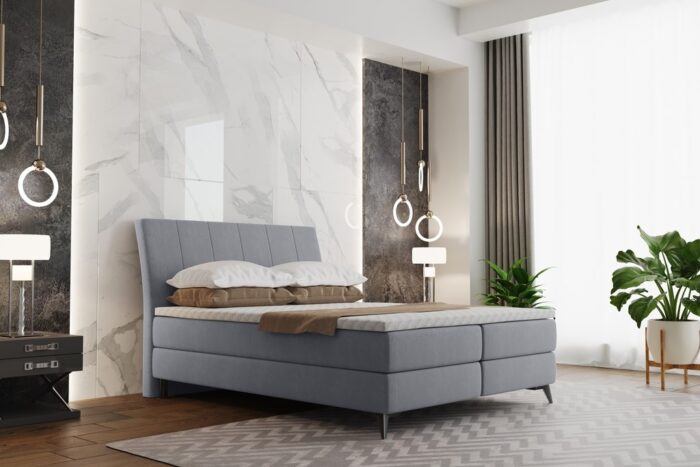 Boxspringbett mit matratze und bettkasten, Schlafbett ALDIK stoff Soro