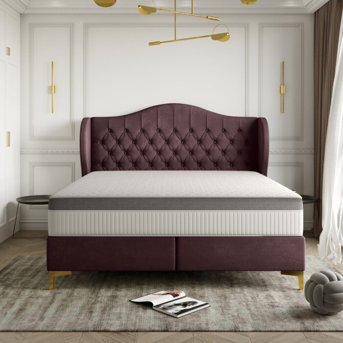 LEGEND Bett mit Kokos-Taschenmatratze,Klassisches Designerbett Whisper-Stoff