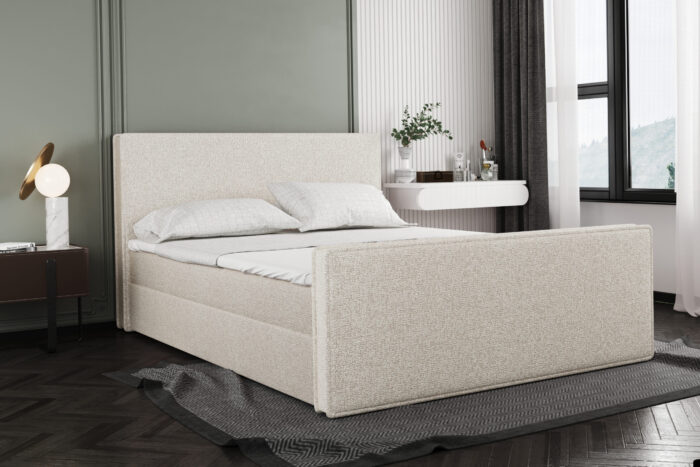 Boxspringbett mit bettkasten und matratze + topper LILA stoff Puente