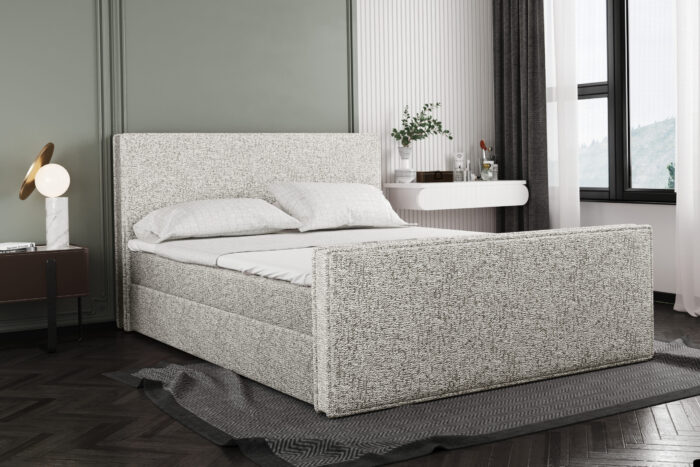 Boxspringbett mit bettkasten und matratze + topper LILA stoff Puente