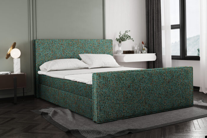 Boxspringbett mit bettkasten und matratze + topper LILA stoff Puente