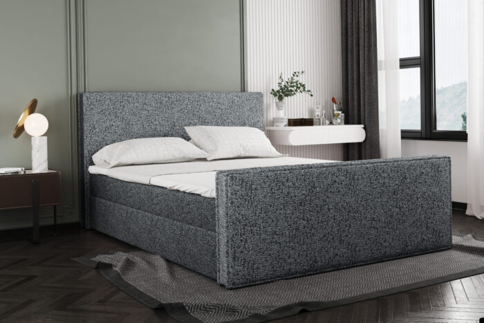 Boxspringbett mit bettkasten und matratze + topper LILA stoff Puente