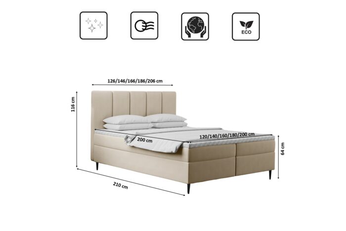 Boxspringbett mit bettkasten matratze ADEL stoff Monolith