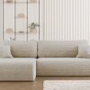 Ecksofa mit Schlaffunktion und Stauraum für Bettzeug, L-förmiges Sofa, Schlaffunktion Capri Stoff Poso