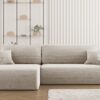 Ecksofa mit Schlaffunktion und Stauraum für Bettzeug, L-förmiges Sofa, Schlaffunktion Capri Stoff Poso