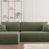 Ecksofa mit Schlaffunktion und Stauraum für Bettzeug, L-förmiges Sofa, Schlaffunktion Capri Stoff Poso