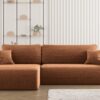 Ecksofa mit Schlaffunktion und Stauraum für Bettzeug, L-förmiges Sofa, Schlaffunktion Capri Stoff Poso