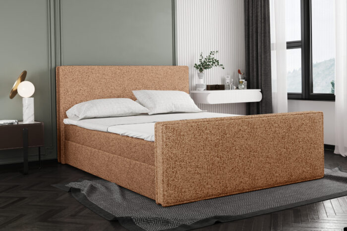 Boxspringbett mit bettkasten und matratze + topper LILA stoff Puente