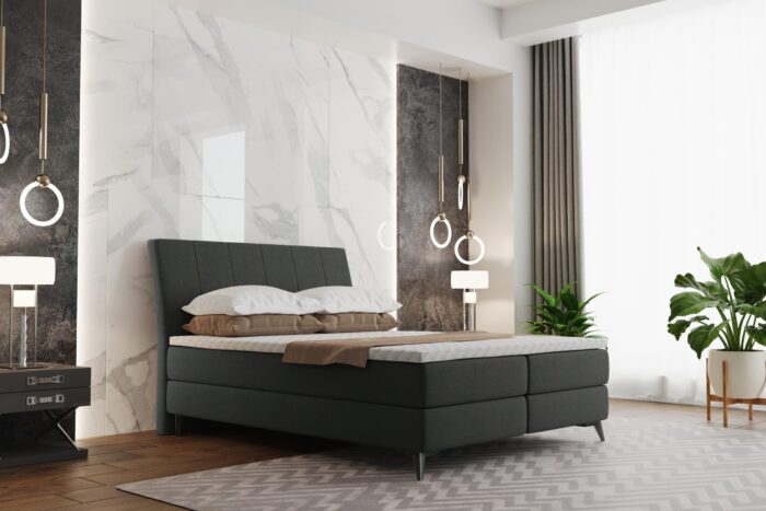 Boxspringbett mit matratze und bettkasten, Schlafbett ALDIK stoff Sawana