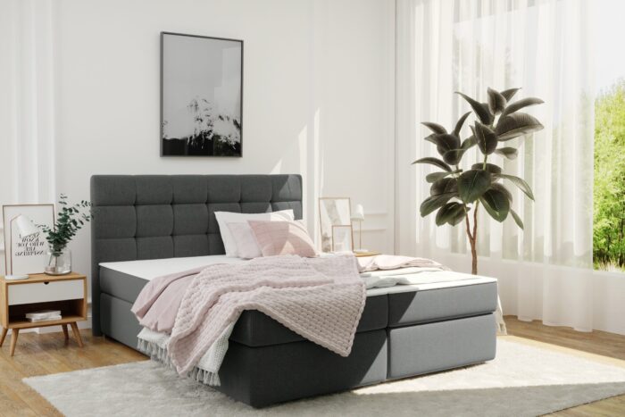 Boxspringbett mit matratze und bettkasten, Schlafbett FADO stoff Sawana