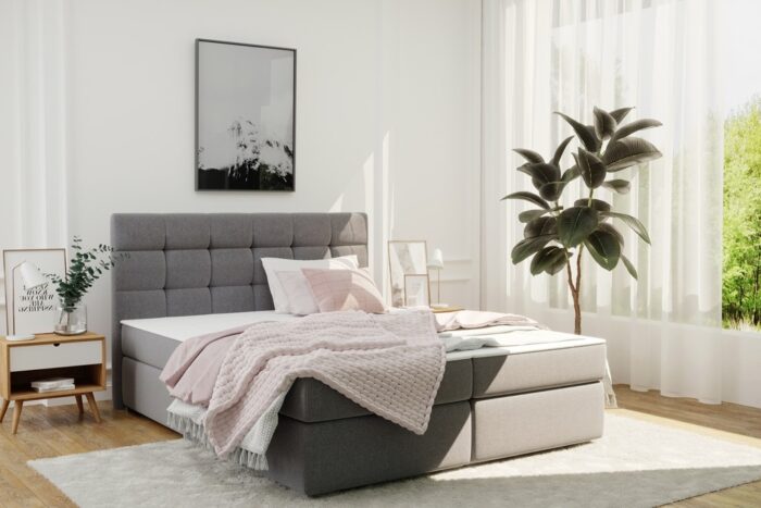 Boxspringbett mit matratze und bettkasten, Schlafbett FADO stoff Sawana