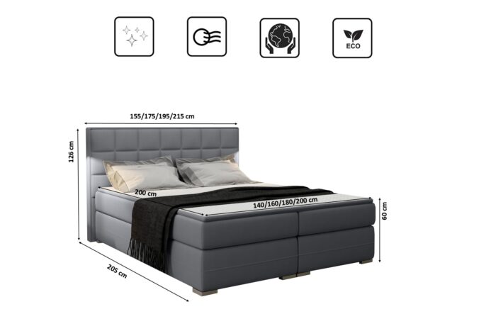 Boxspringbett mit matratze und bettkasten, Schlafbett Damalo soff Soro