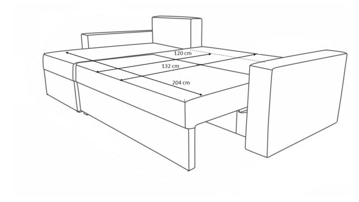 Ecksofa mit Schlaffunktion und Stauraum für Bettzeug, L-förmiges Sofa, Schlaffunktion Capri Stoff Poso