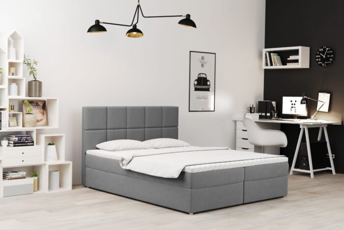 _0000_Megan_soro_93 grau Boxspringbett mit bettkasten und matratze + topper MEGAN stoff Soro