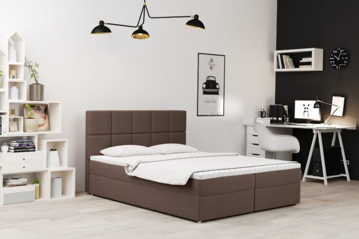 _0004_Megan_soro_28 braun Boxspringbett mit bettkasten und matratze + topper MEGAN stoff Soro