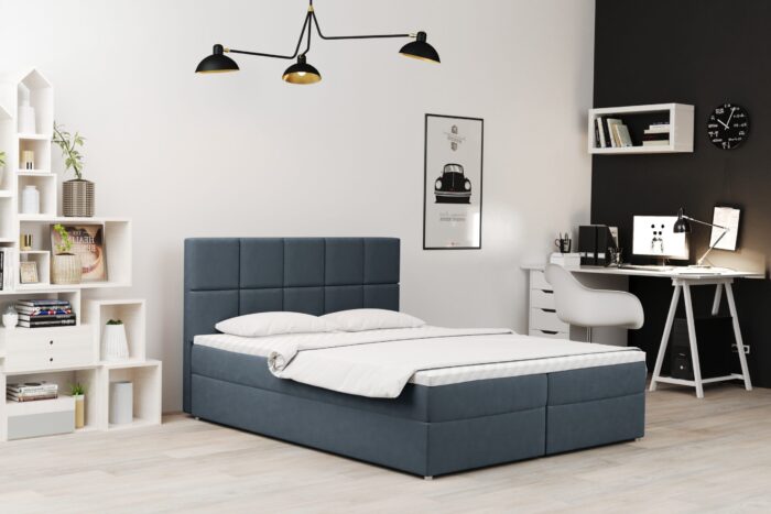_0008_Megan_soro_76 marineblau Boxspringbett mit bettkasten und matratze + topper MEGAN stoff Soro