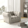 Stilvoller, eleganter, klassischer CHESTERFIELD Sessel, stark gesteppt in elegantem Whisper-Stoff